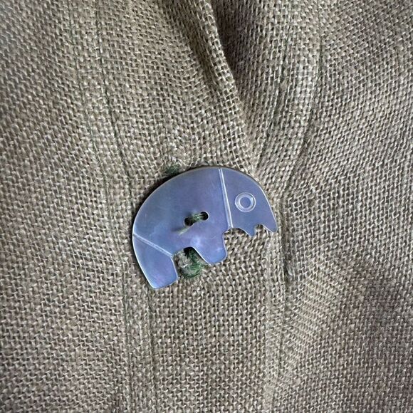 VTG Nino Wong Linen Blazer Top With Animal Embroidery - Picture 6 of 7